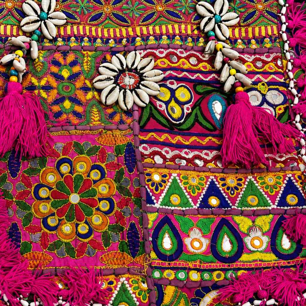Heritage Embroidered Banjara Tote Bag with Tassels