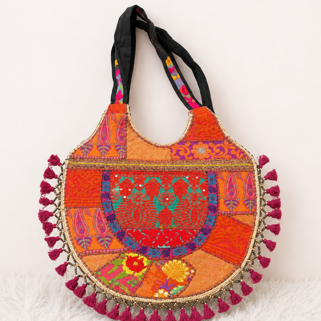 Wanderlust Tassel Embroidered  Tote Bag