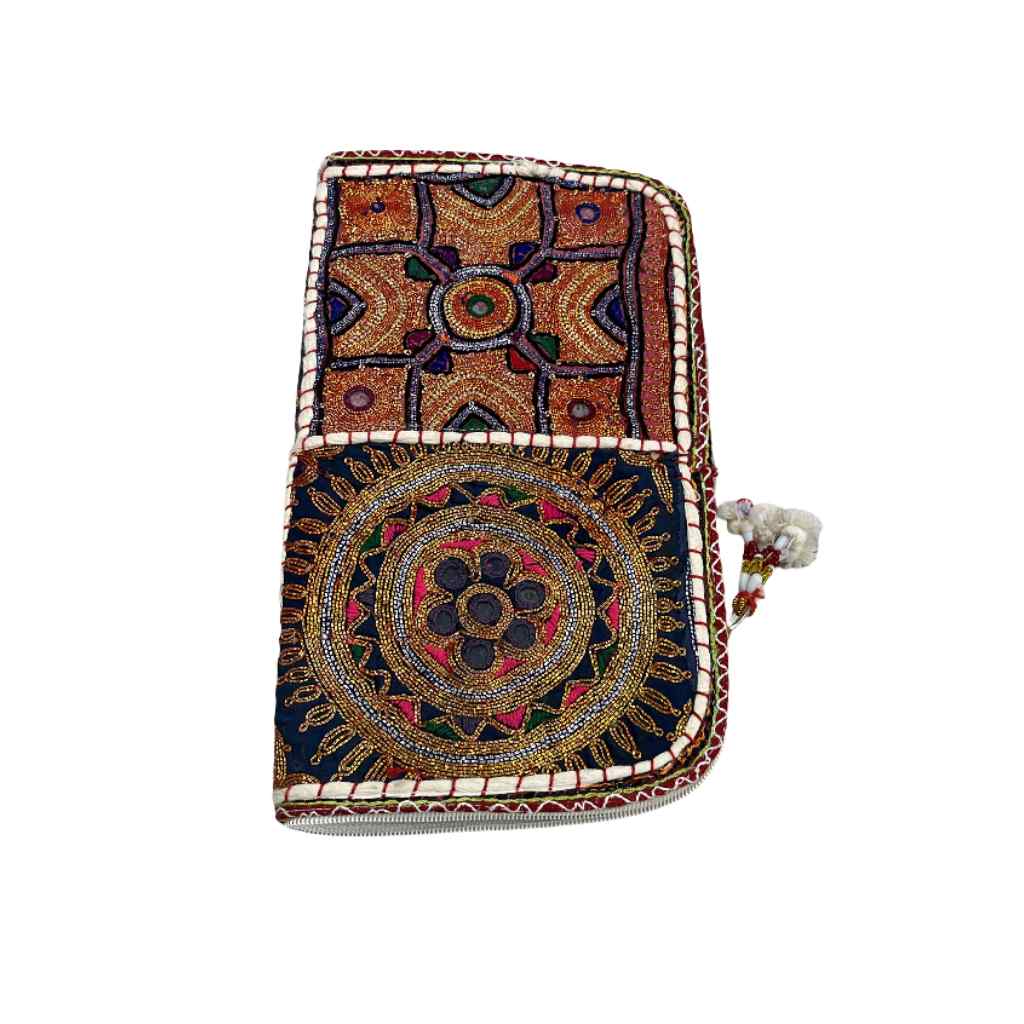 Golden Aura Zari Embroidered Purse for Women