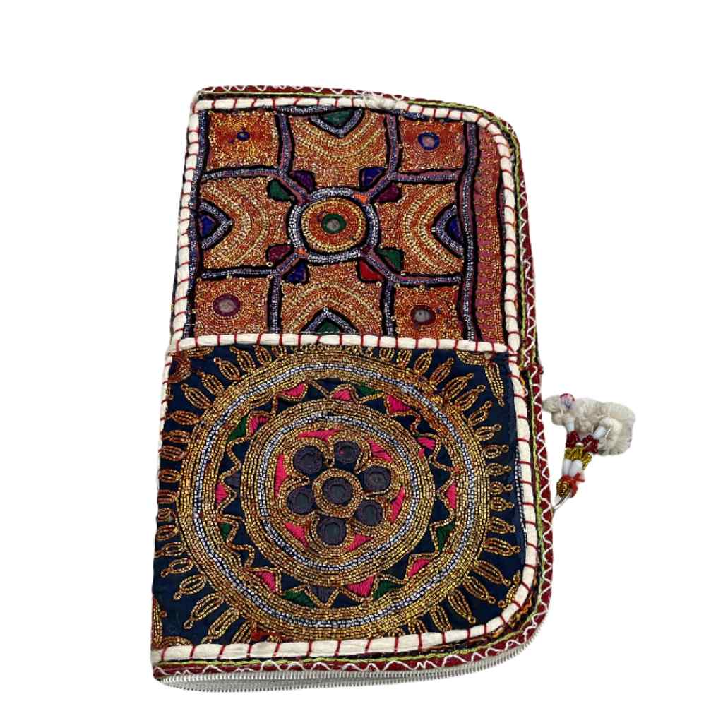 Golden Aura Zari Embroidered Purse for Women
