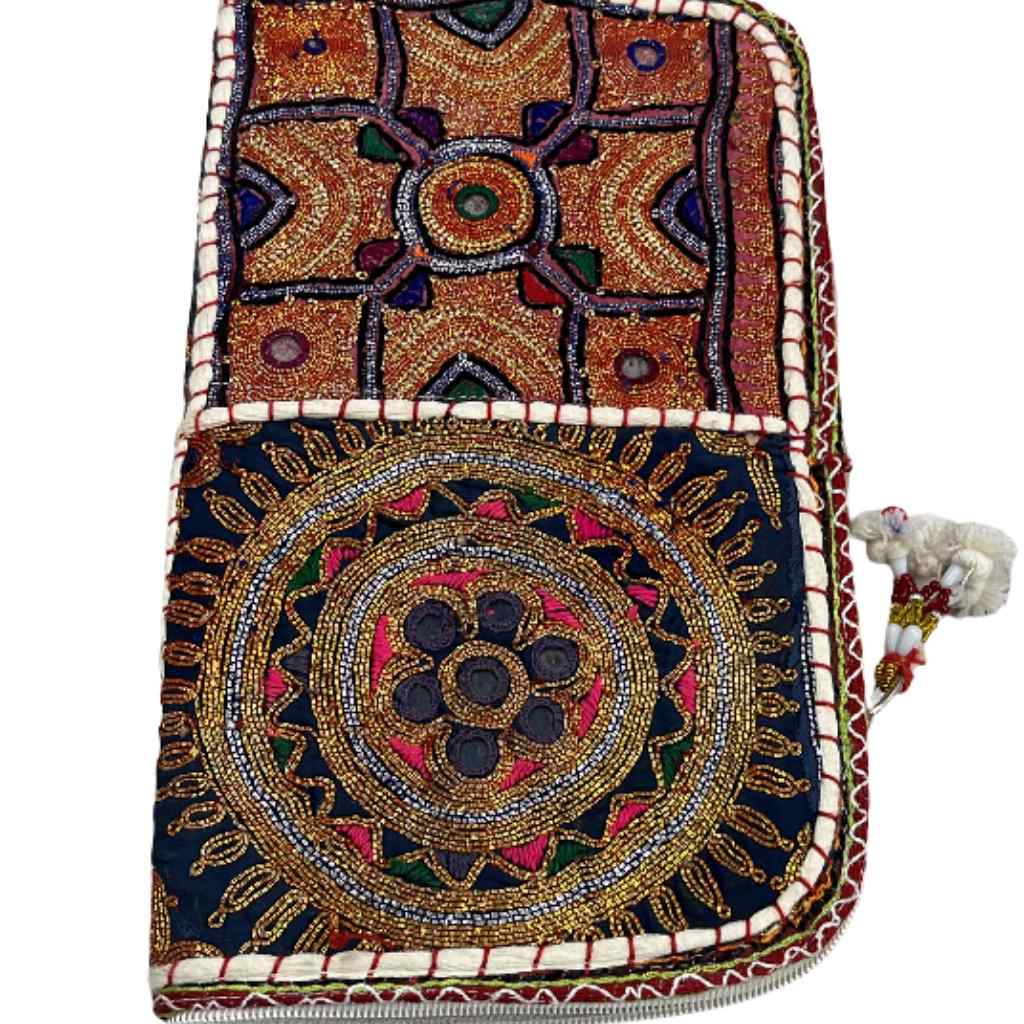 Golden Aura Zari Embroidered Purse for Women