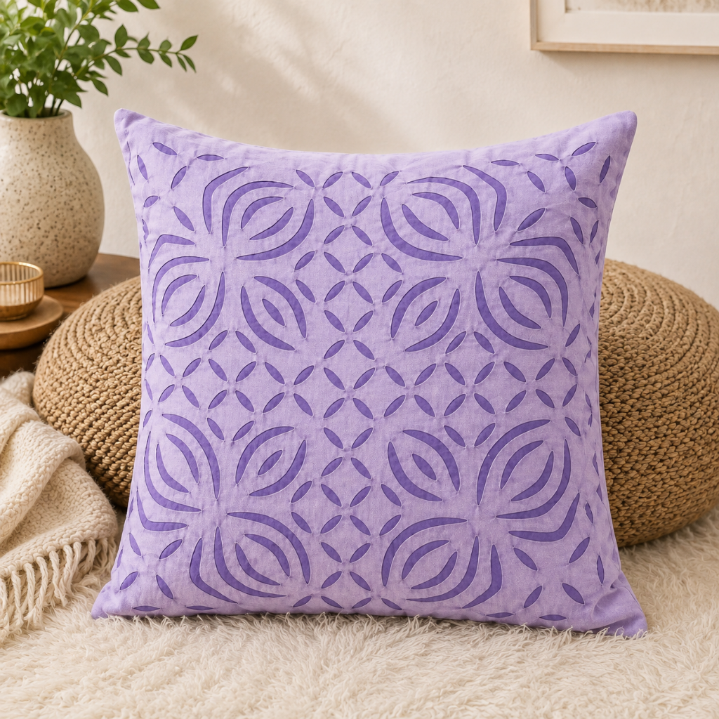 Elegant Applique Cutwork Cushion Cover