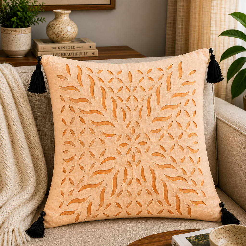 Statement Applique Cutwork Cushion Cover