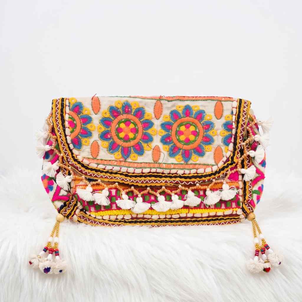 Multicolor Boho Embroidered Sling Purse for Women