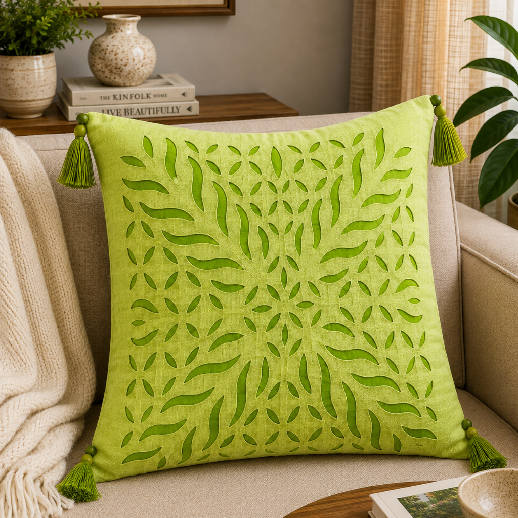 Statement Applique Cutwork Cushion Cover