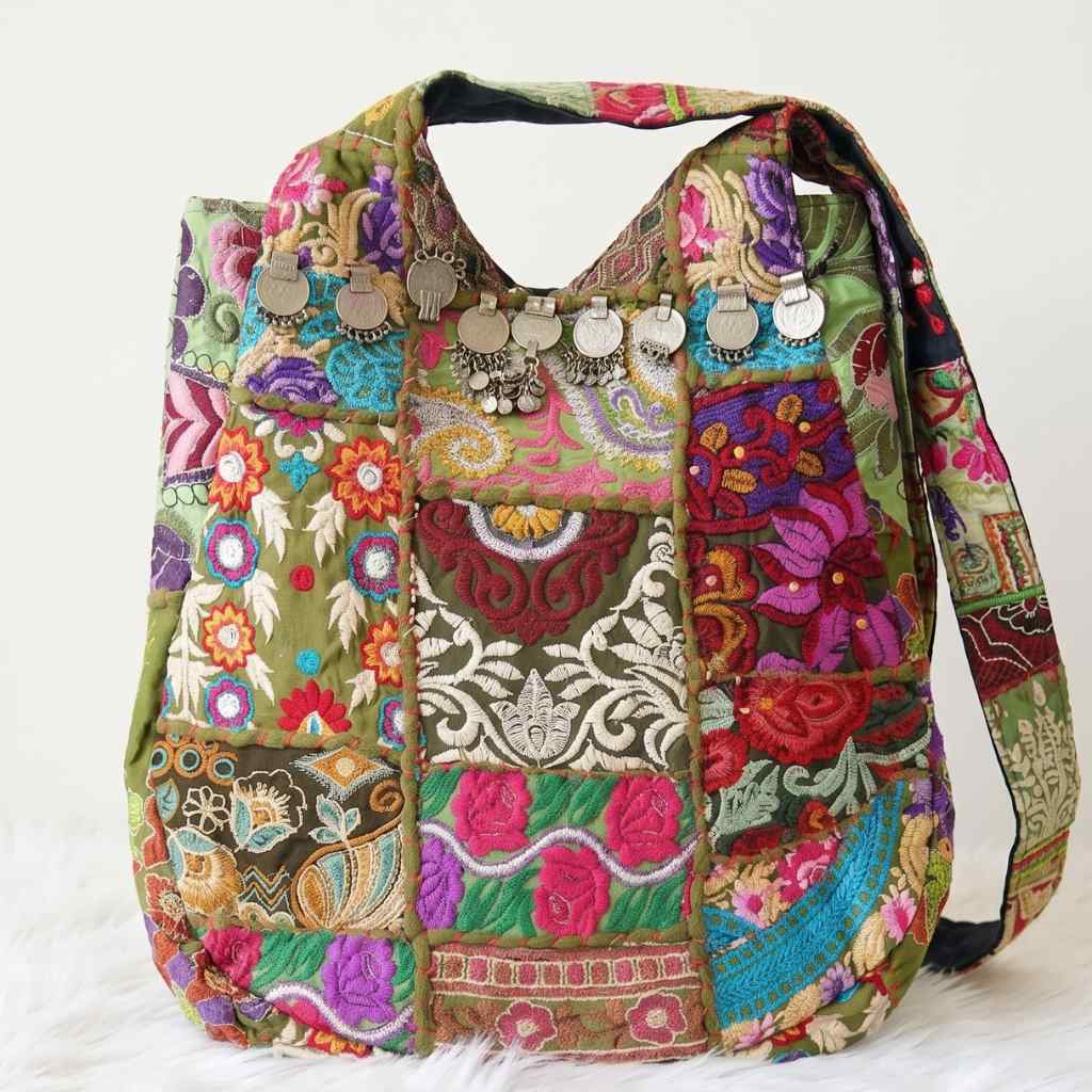 Folk Mosaic Embroidered Banjara Tote Bag for Women