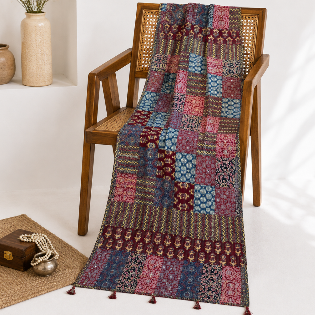 Bohemian Colorful Ajrakh Patchwork Dupatta