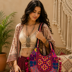 Boho Tassel Embroidered Tote Bag for Women