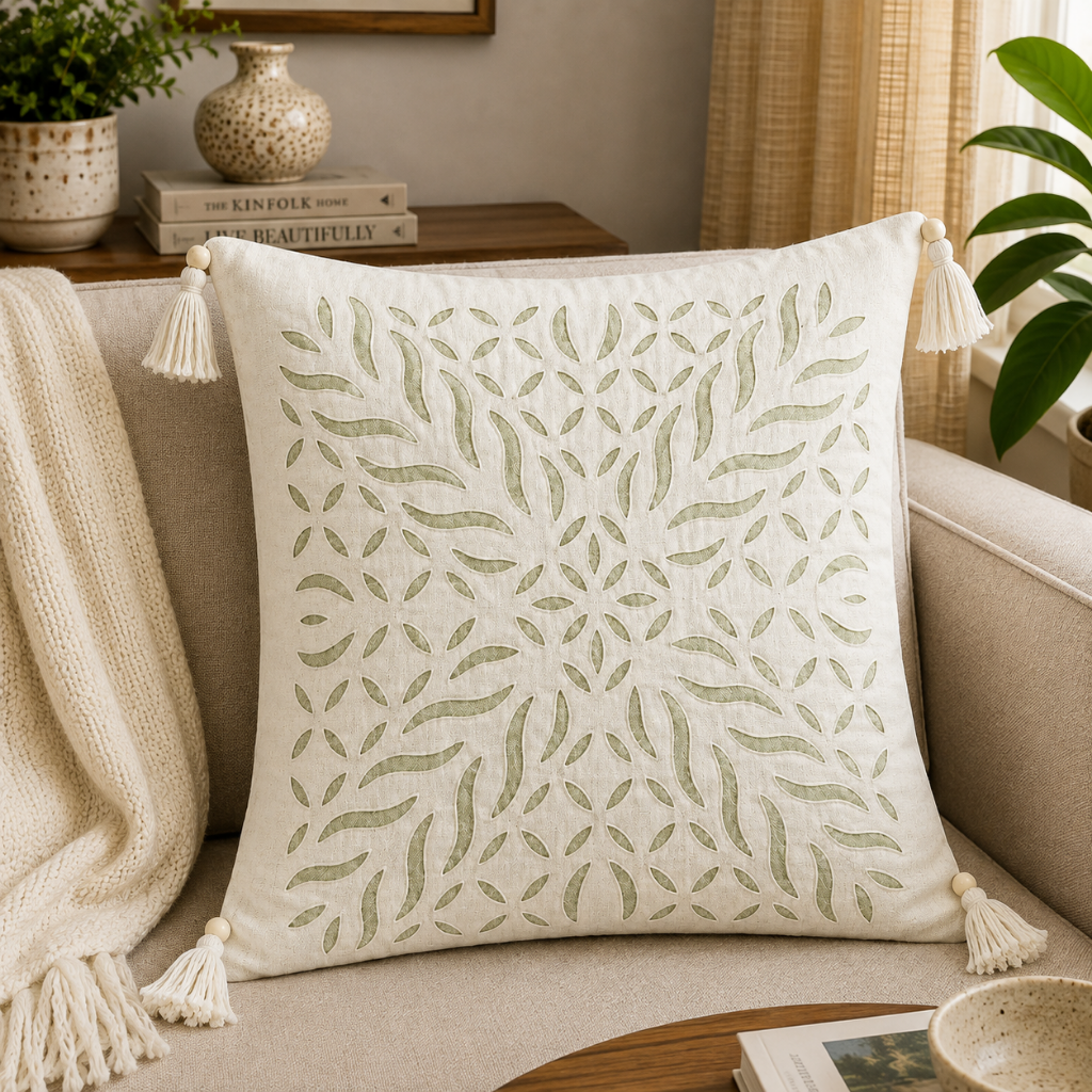 Statement Applique Cutwork Cushion Cover