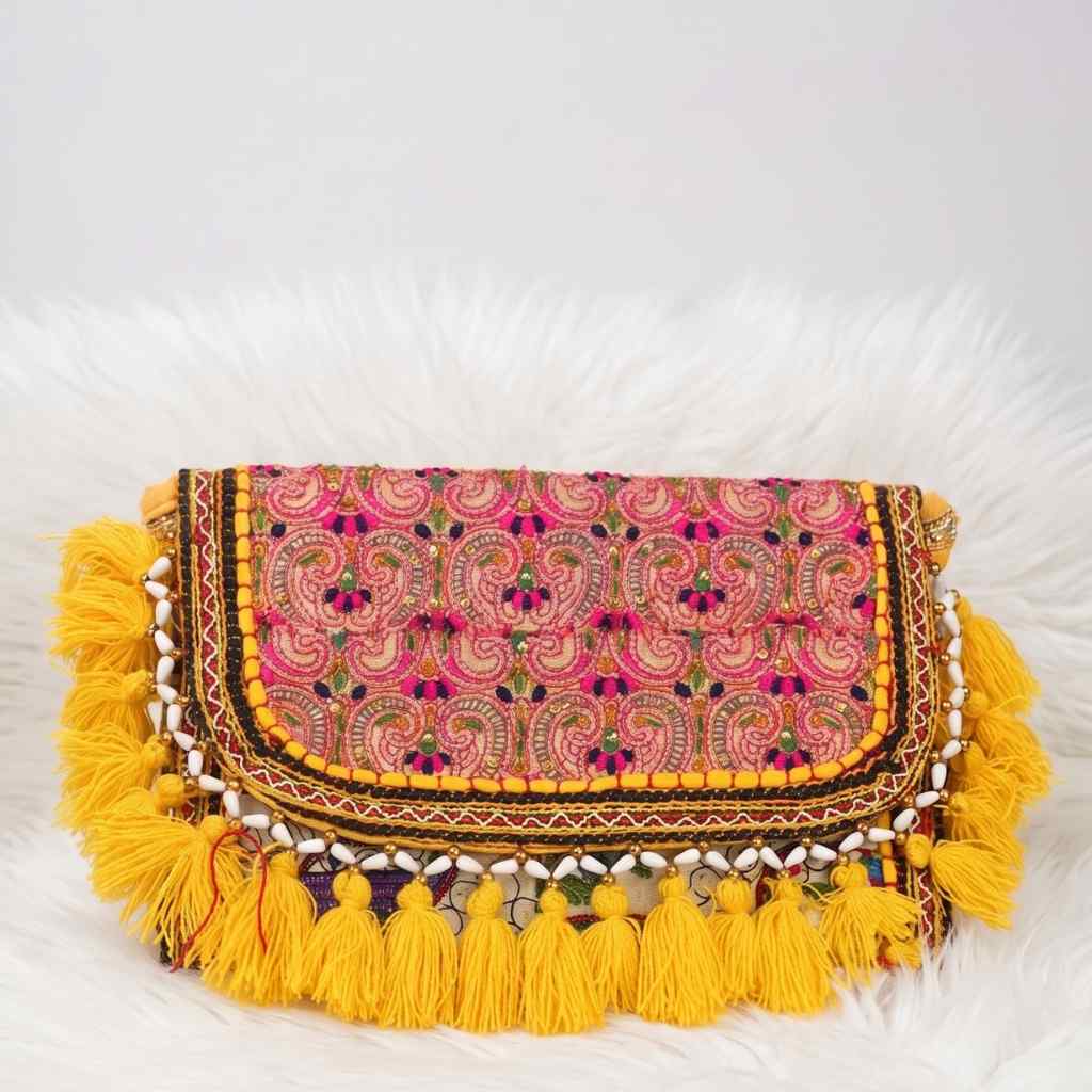 Sunlit Tassel Embroidered Sling Bag for Women