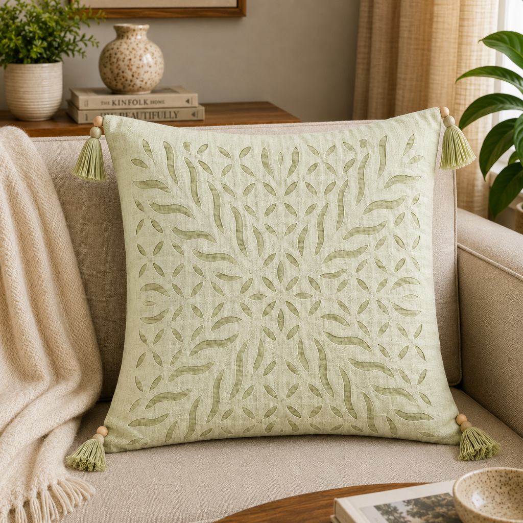 Statement Applique Cutwork Cushion Cover
