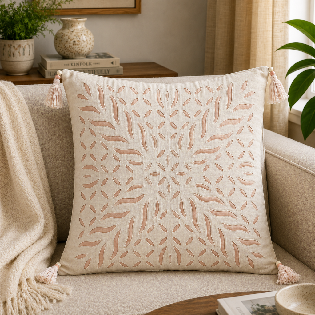 Statement Applique Cutwork Cushion Cover