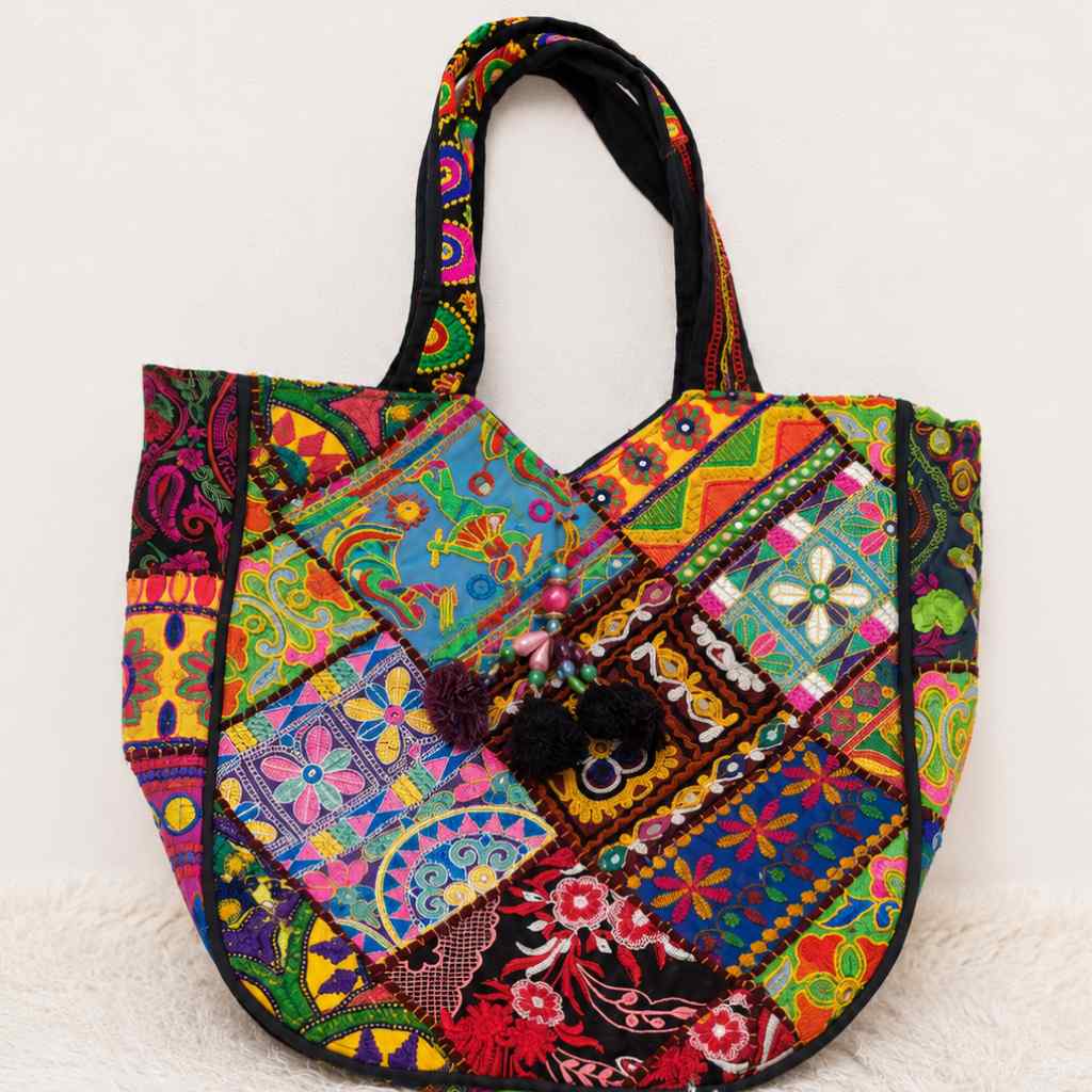 Colorful Bliss Cotton Bag with Detailed Embroidery Work
