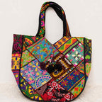 Colorful Bliss Cotton Bag with Detailed Embroidery Work