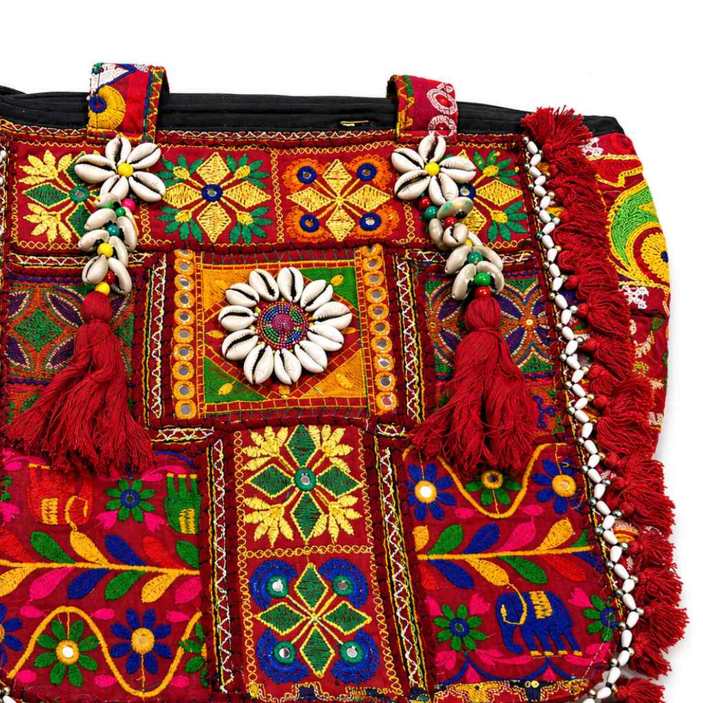 Heritage Embroidered Banjara Tote Bag with Tassels