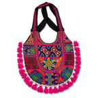 Fusion Hues Boho Tassel Embroidered Tote Bag