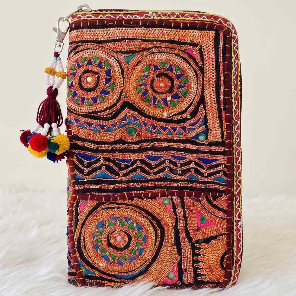 Golden Aura Zari Embroidered Purse for Women