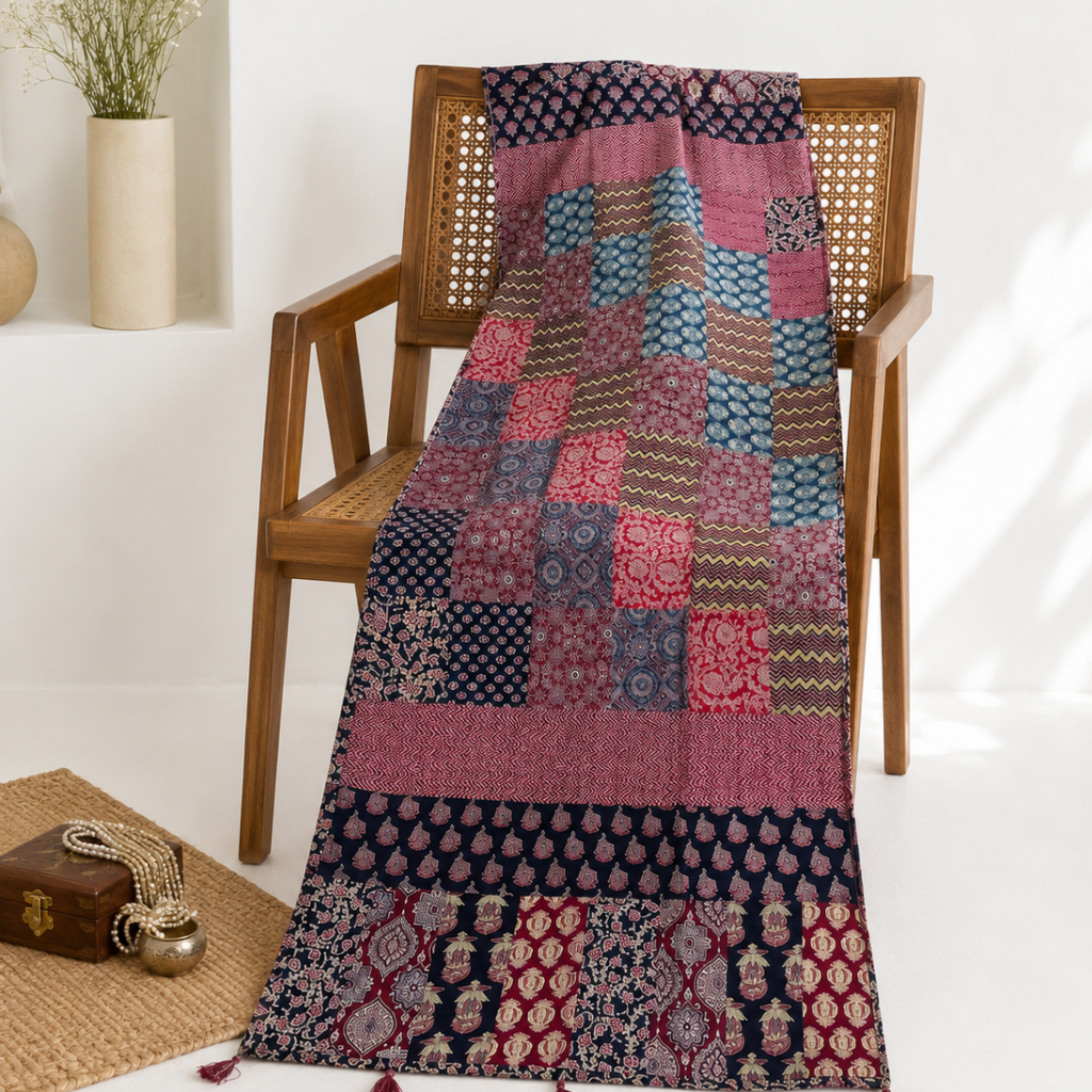 Bohemian Colorful Ajrakh Patchwork Dupatta