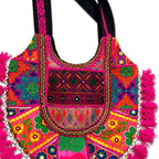 Fusion Hues Boho Tassel Embroidered Tote Bag