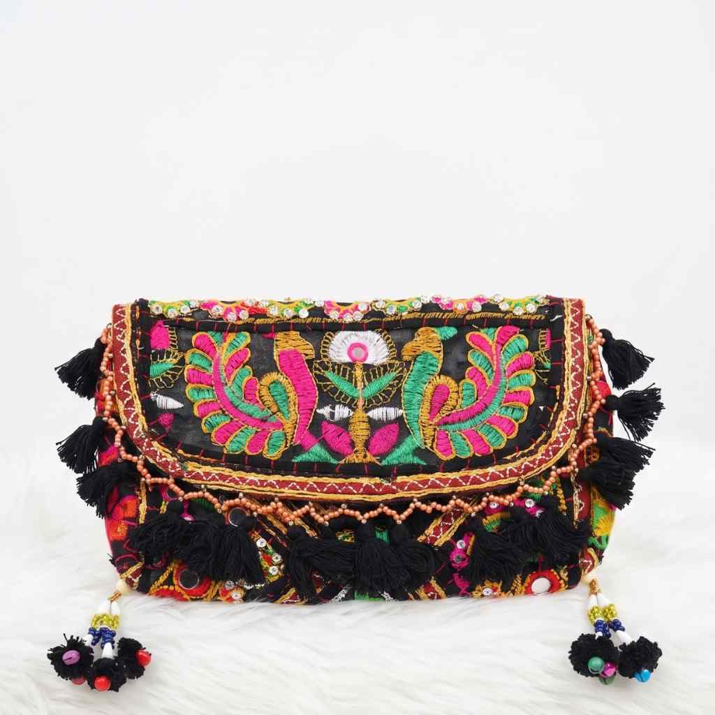 Boho Embroidered Sling Purse for Women