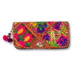 Boho Bloom Colorful Embroidered Cotton Clutch