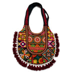 Fusion Hues Boho Tassel Embroidered Tote Bag