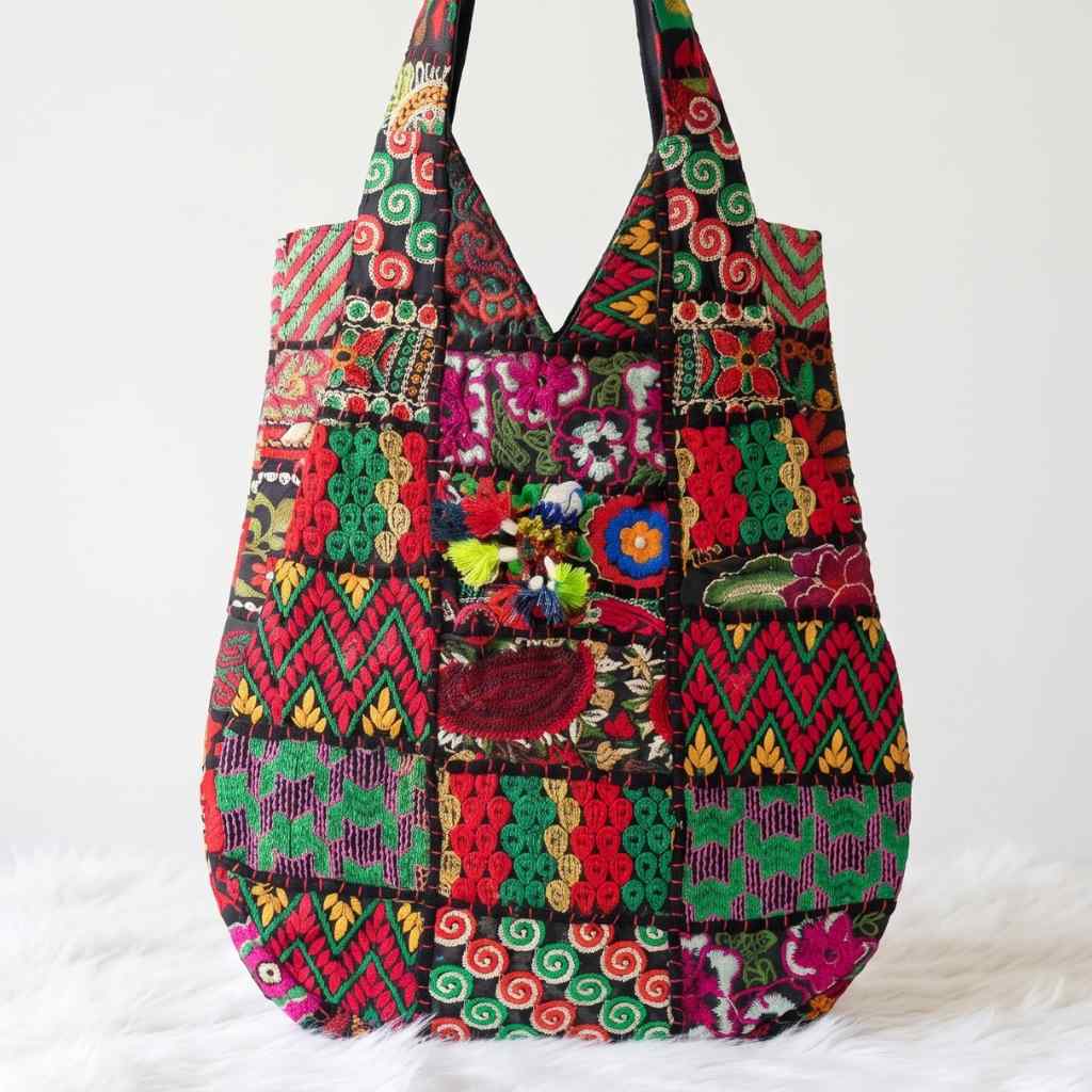 Folk Mosaic Embroidered Banjara Tote Bag for Women