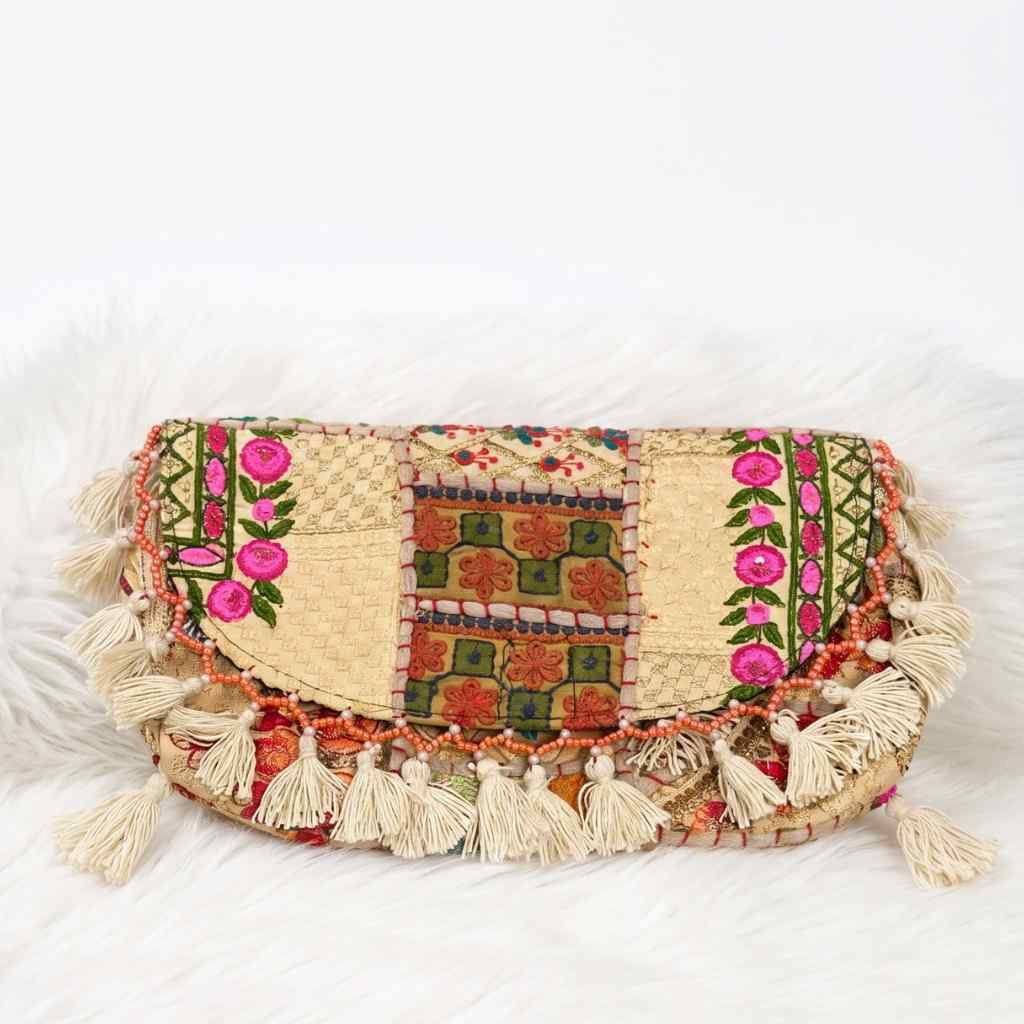Boho Embroidered Sling Purse for Women