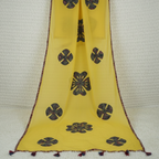 Yellow Cotton Dupatta with Applique Patchwork Design