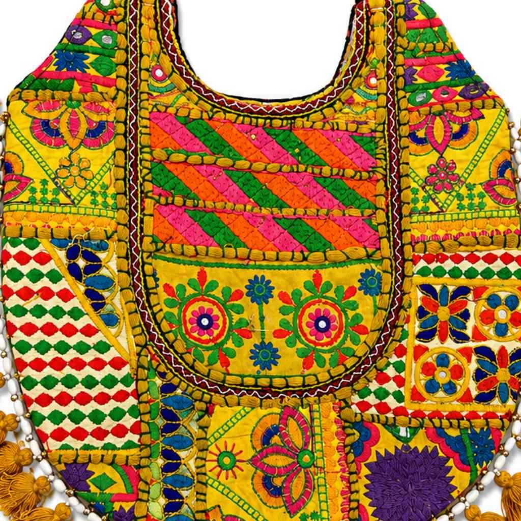 Fusion Hues Boho Tassel Embroidered Tote Bag