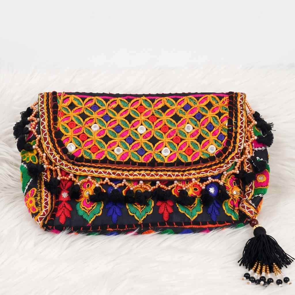 Multicolor Boho Embroidered Sling Purse for Women