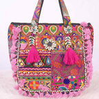 Heritage Embroidered Banjara Tote Bag with Tassels