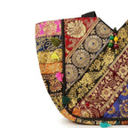 Ethnic Multicolor Embroidered Zari Tote Bag for Women