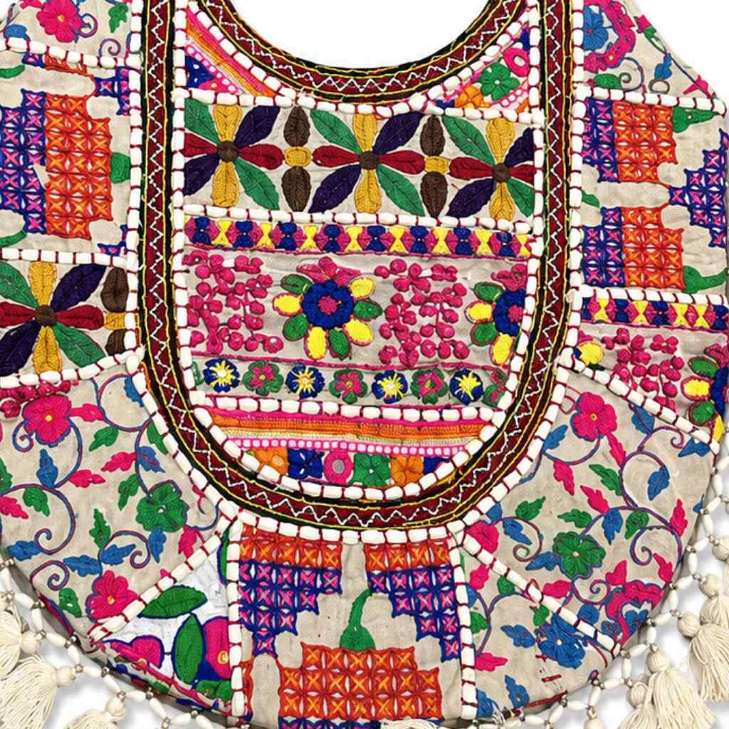 Boho Tassel Embroidered Tote Bag for Women