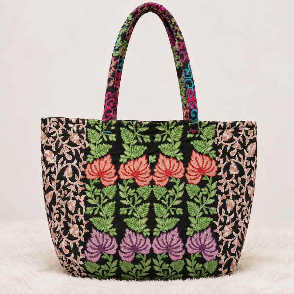 Color Story Embroidered Boho Tote Bag for Women