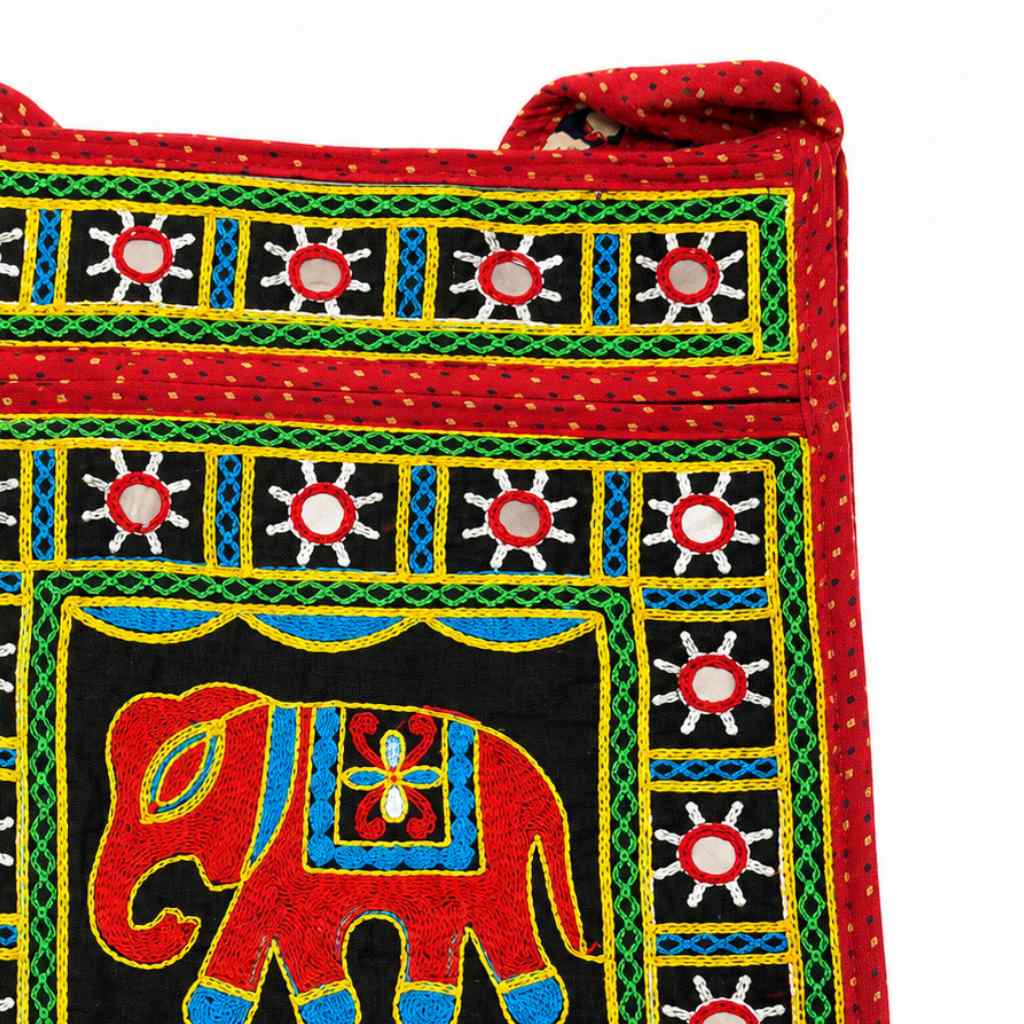 Folk Art Elephant Embroidered Sling Bag