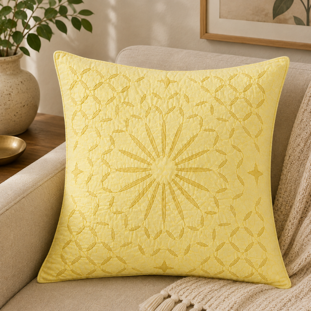 Detailed Applique Cutwork Cushion Cover for Home