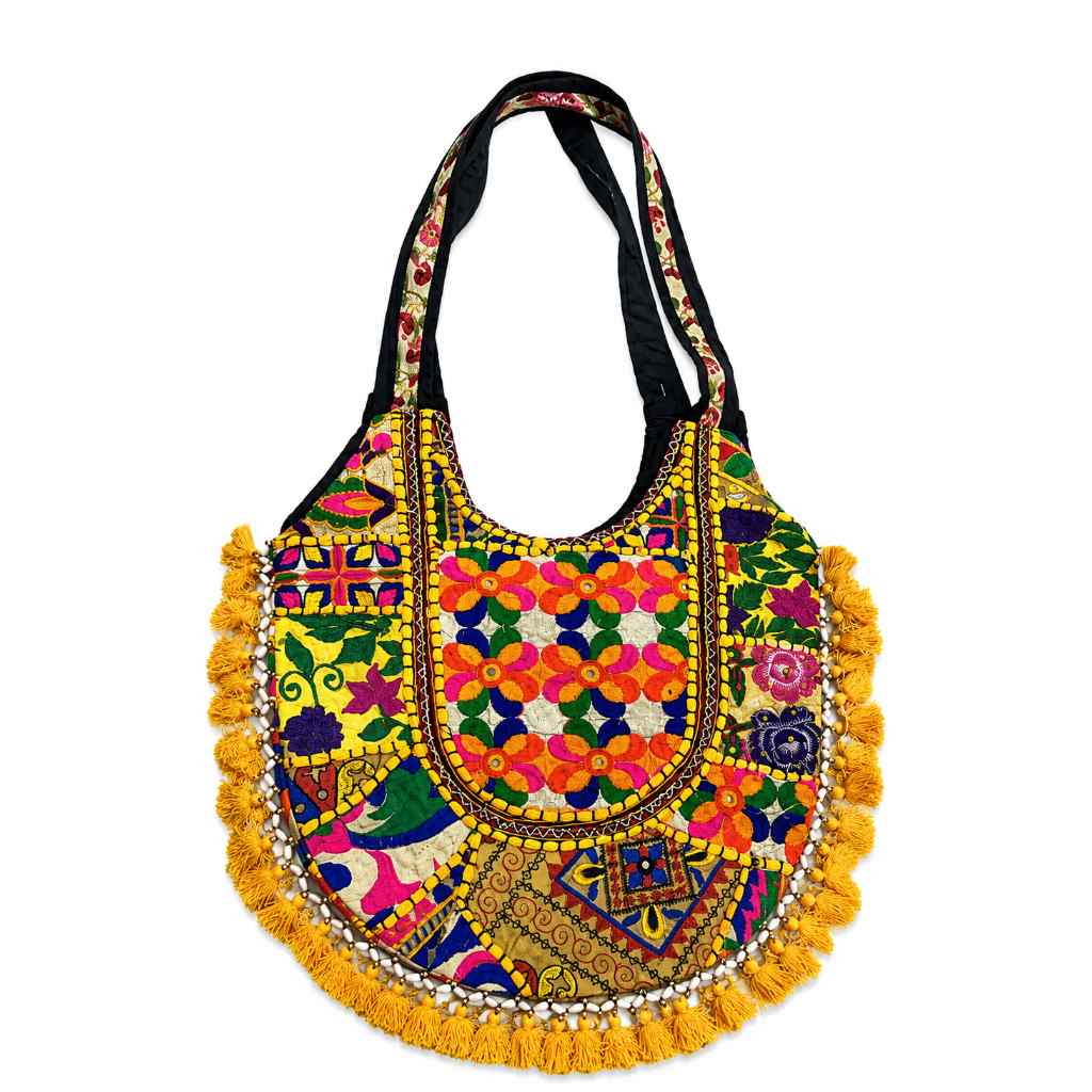 Boho Tassel Embroidered Tote Bag for Women