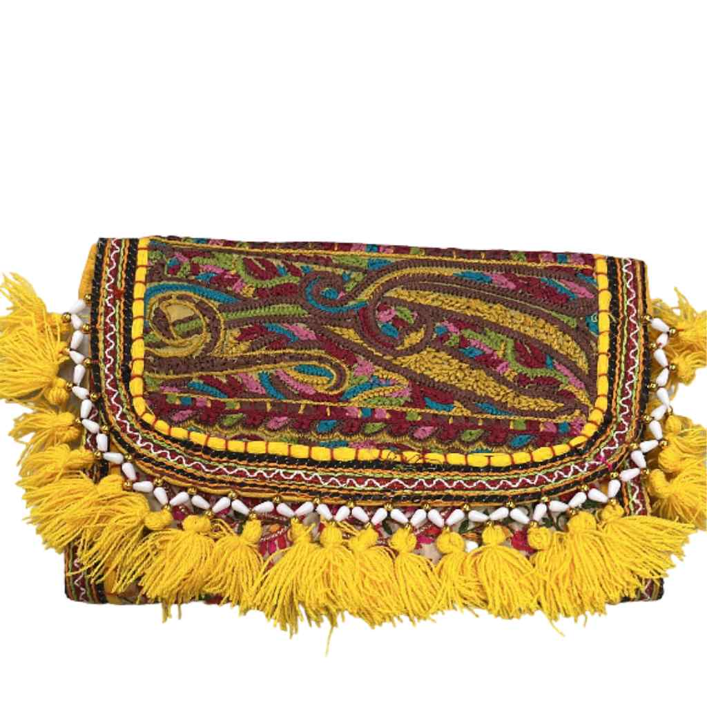 Sunlit Tassel Embroidered Sling Bag for Women