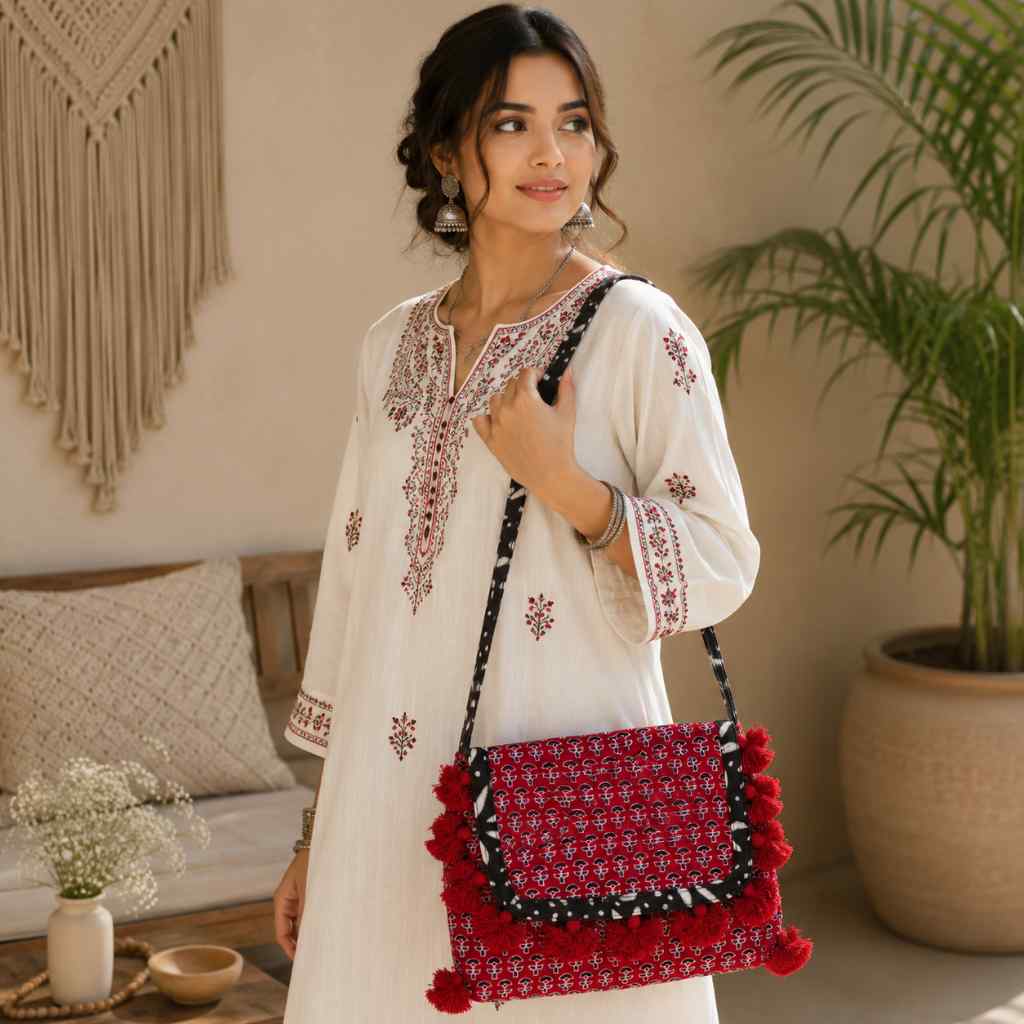 Indie Craft  Printed Ajrakh Sling Bag