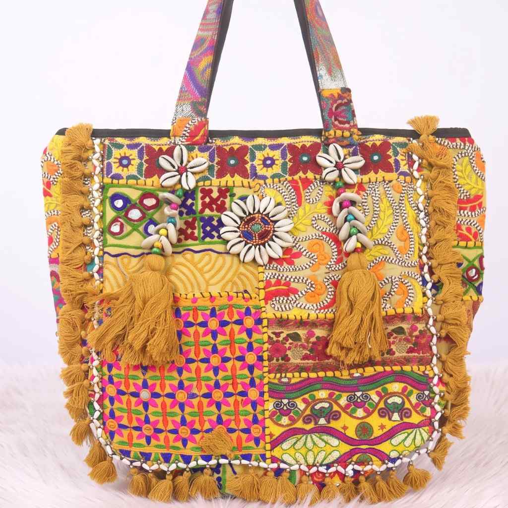 Heritage Embroidered Banjara Tote Bag with Tassels