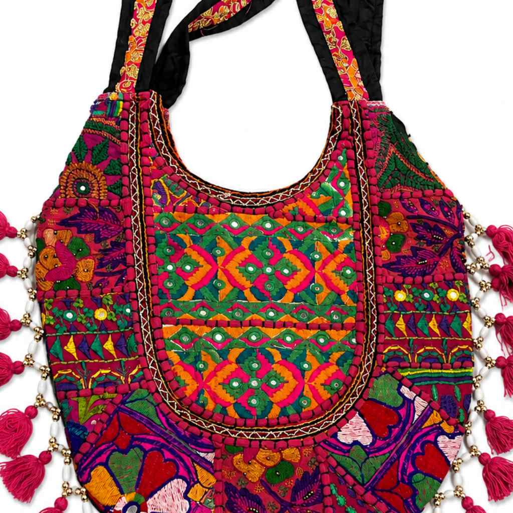 Boho Tassel Embroidered Tote Bag for Women