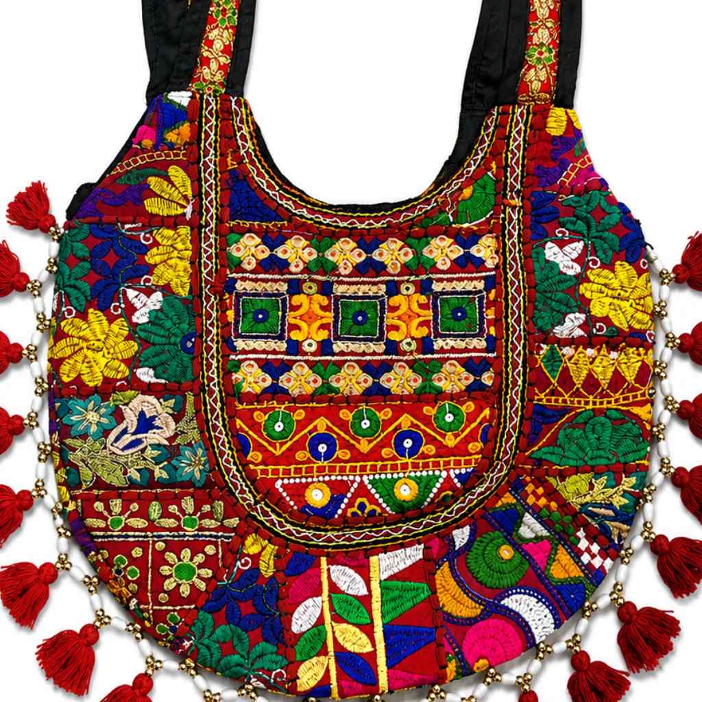 Boho Tassel Embroidered Tote Bag for Women