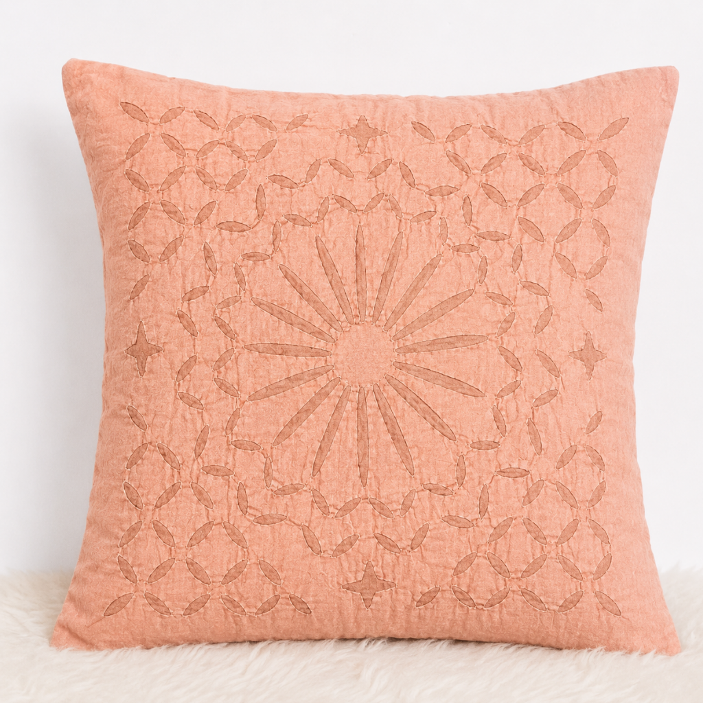 Detailed Applique Cutwork Cushion Cover for Home
