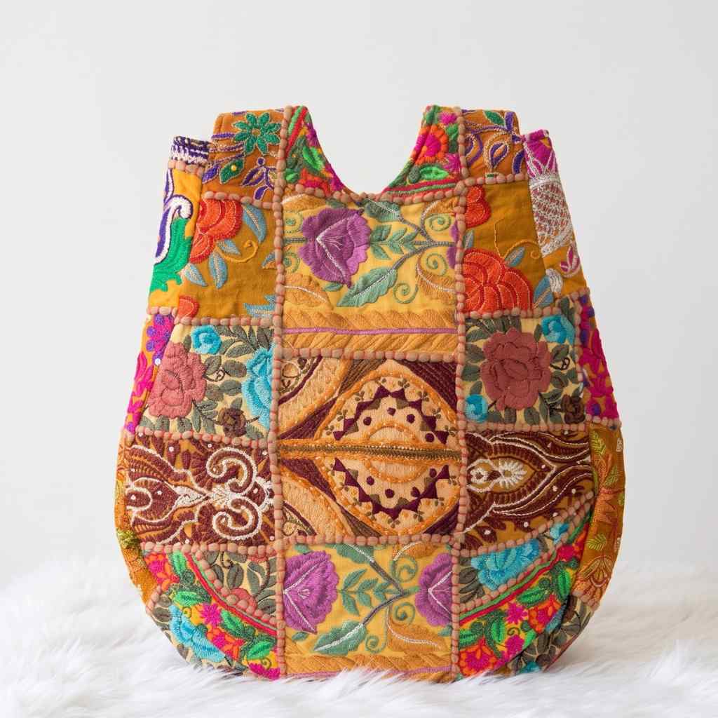 Folk Mosaic Embroidered Banjara Tote Bag for Women