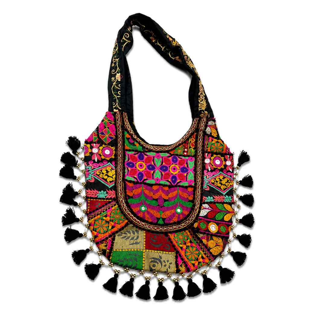 Boho Tassel Embroidered Tote Bag for Women
