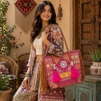 Fringe Play Embroidered Banjara Tote Bag