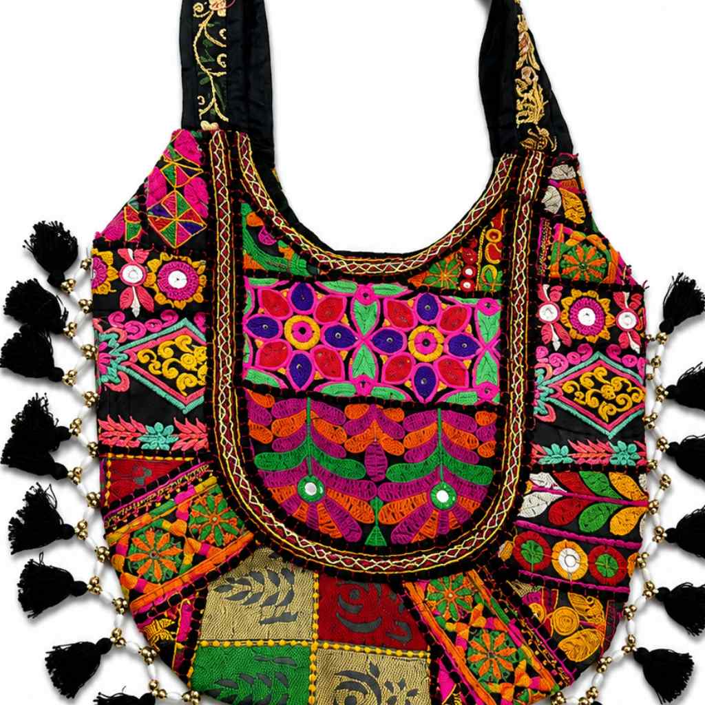 Boho Tassel Embroidered Tote Bag for Women