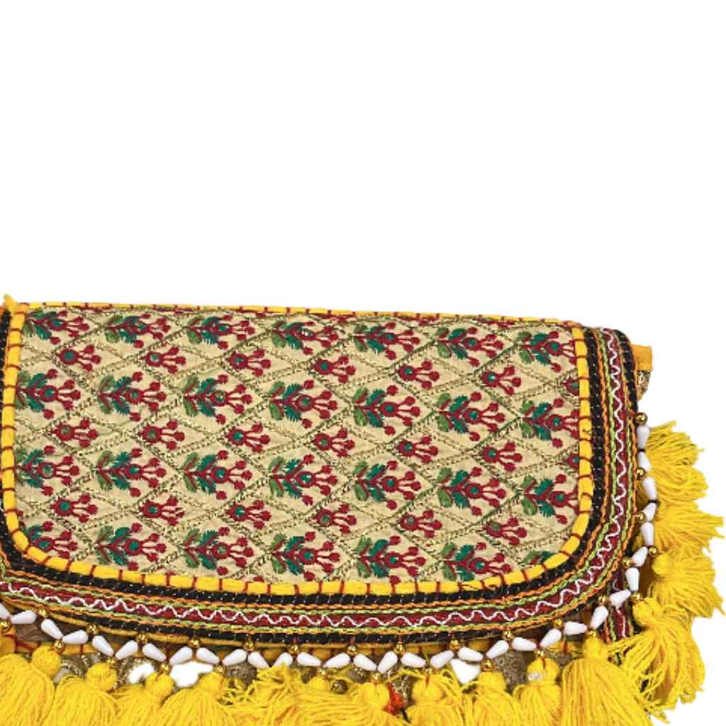 Sunlit Tassel Embroidered Sling Bag for Women