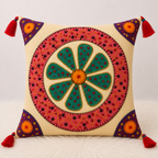 Handcrafted Floral Applique Cushion Cover